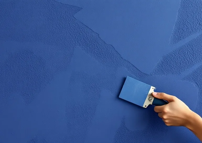 Application d'un enduit décoratif à la lisseuse sur un mur